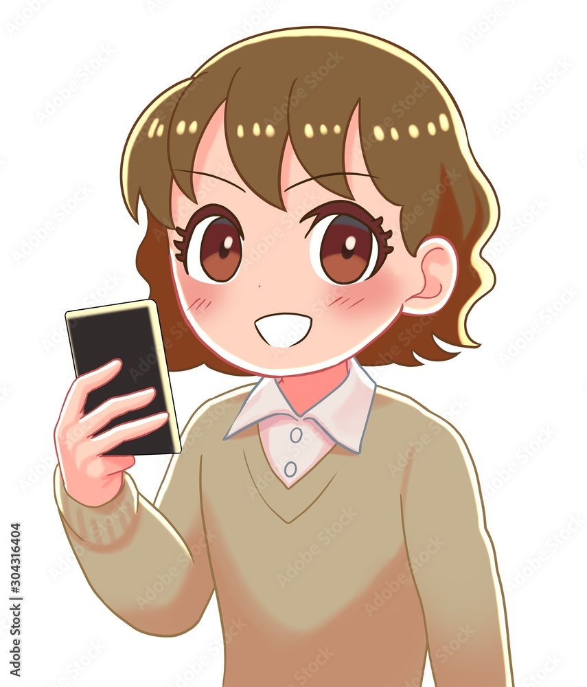少女 スマホ 笑顔 少女 スマホ 笑顔