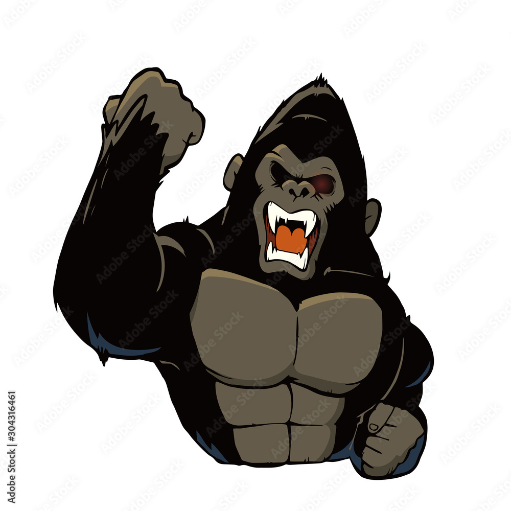 拳を上げている 正面向きのゴリラ 上半身 Stock ベクター Adobe Stock 拳を上げている 正面向きのゴリラ 上半身 Stock ベクター Adobe Stock