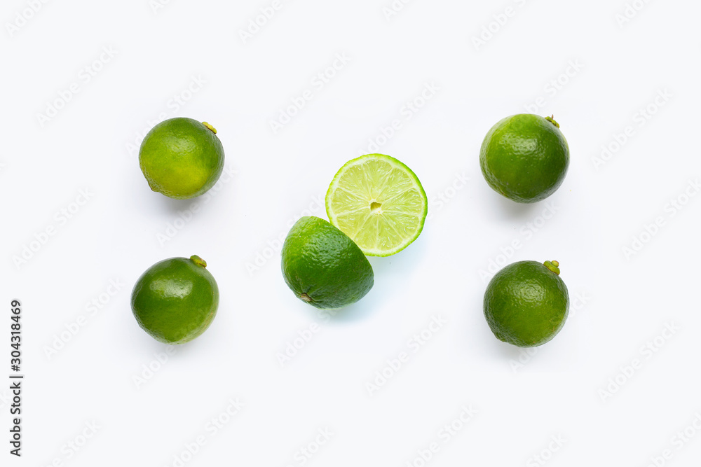 Fresh limes on white background. Fresh limes on white background.