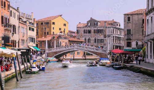 Famous view to te Rialto Bridge, Venice, Italy
