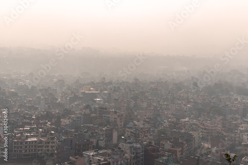 Aerial view of tiny houses in Kathmandu city  capital city of Nepal in South Asia.