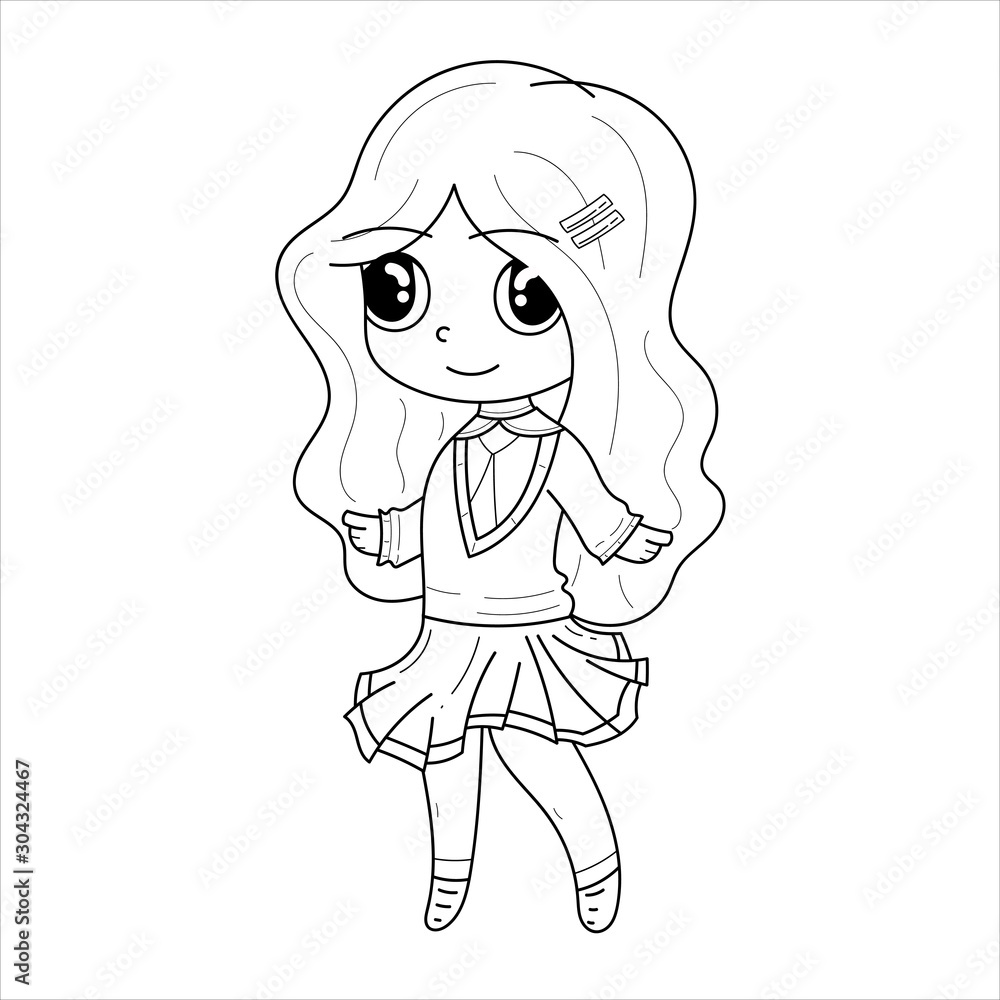 Cute Girl on white background. illustration, vector Cute Girl on white background. illustration, vector