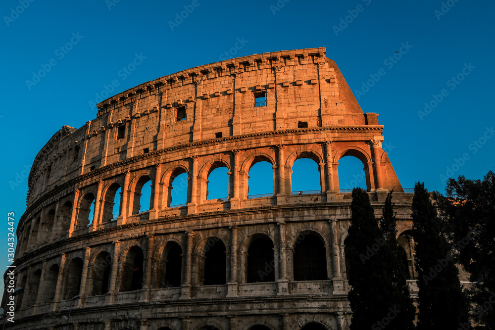 Sunny Day near the Colosseo Ruins, Rome, Italy