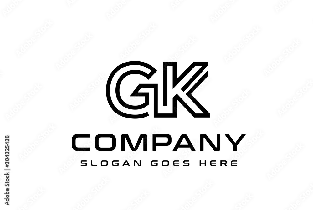 Initial letter GK logo vector template