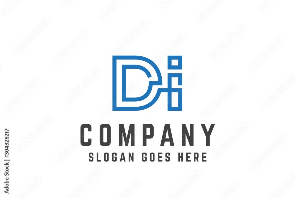 Blue initial letter DI logo vector template Blue initial letter DI logo vector template