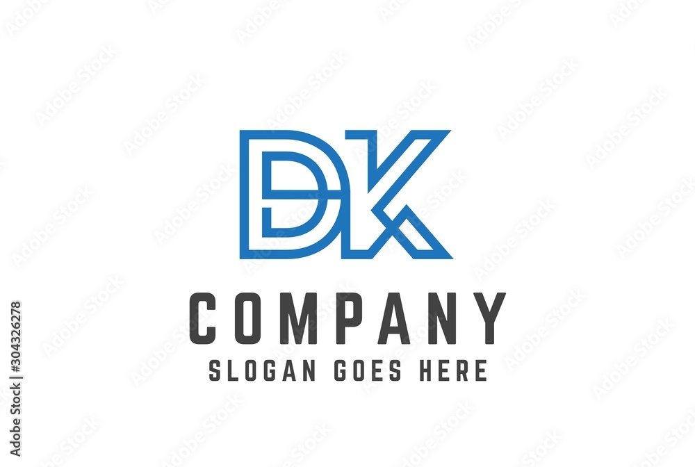 Blue initial letter DK logo vector template Blue initial letter DK logo vector template