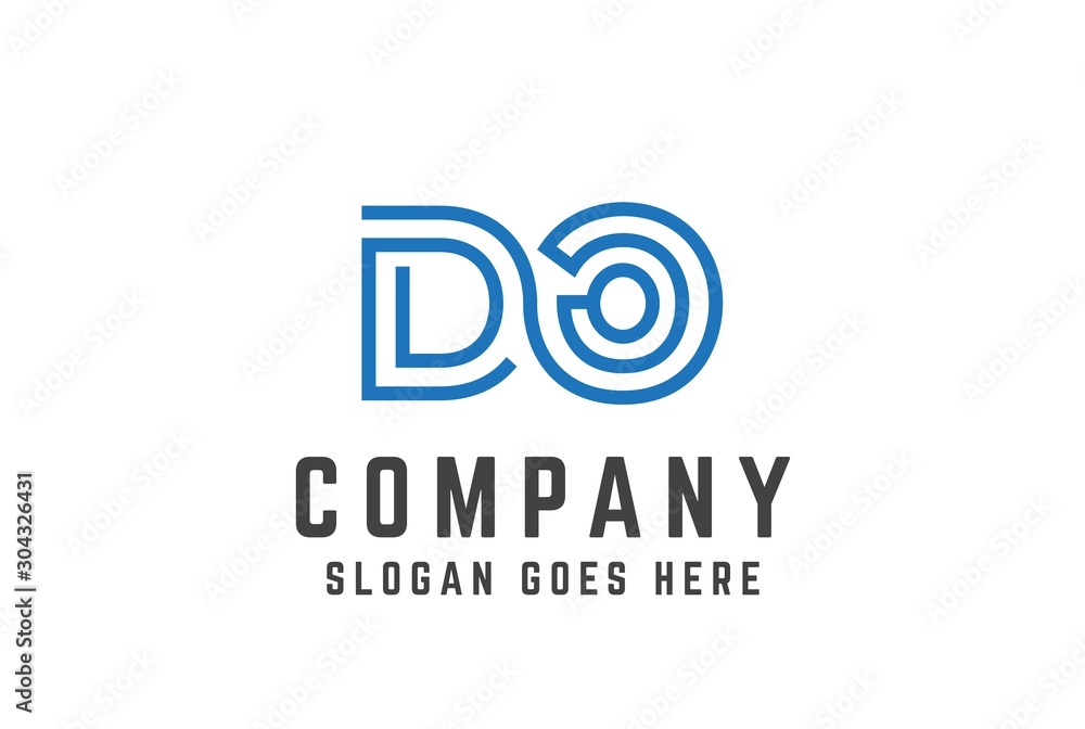 Blue initial letter DO logo vector template Blue initial letter DO logo vector template