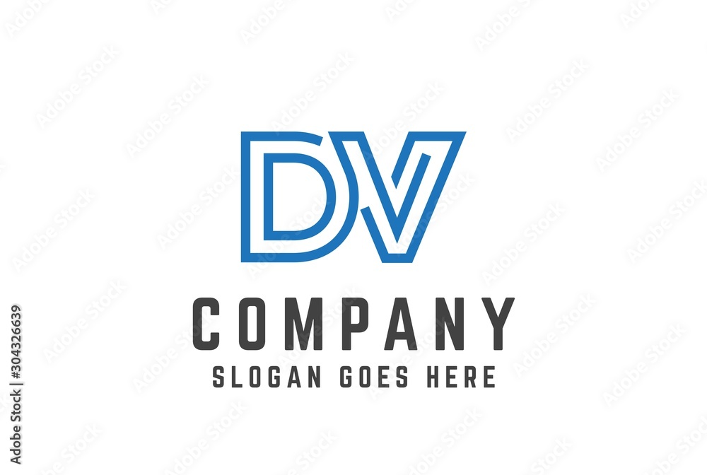 Blue initial letter DV logo vector template Blue initial letter DV logo vector template