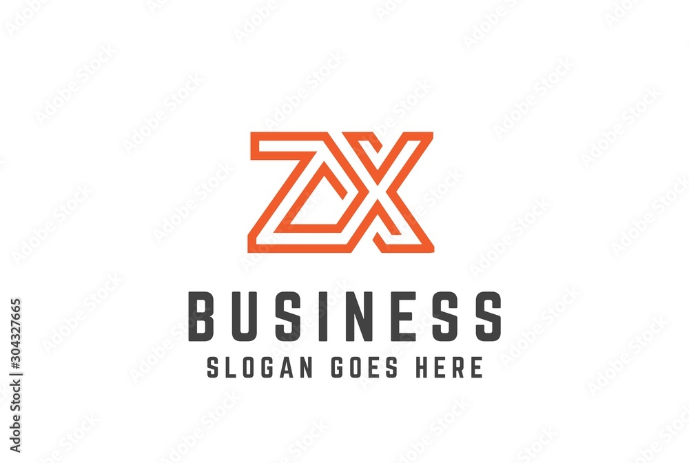 Orange initial letter ZX logo vector template Orange initial letter ZX logo vector template