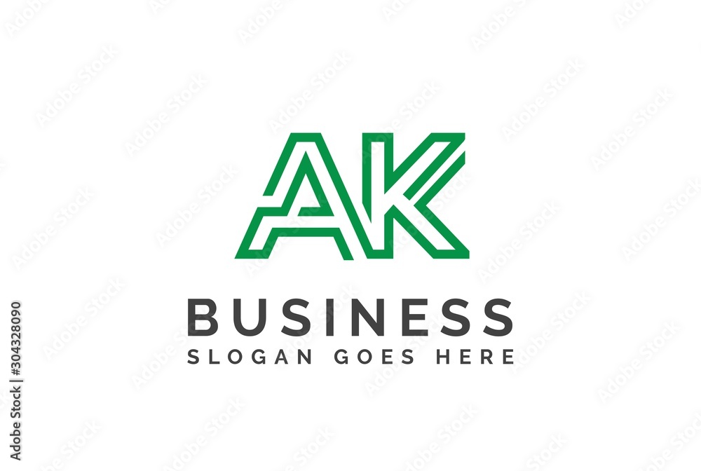 Green initial letter AK logo vector template Green initial letter AK logo vector template