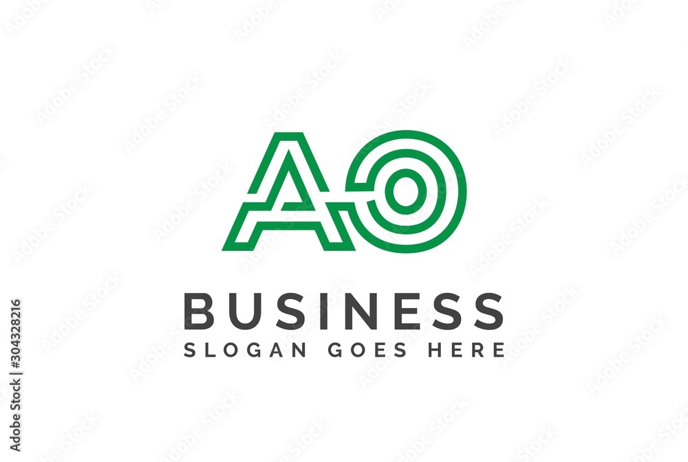 Green initial letter AO logo vector template Green initial letter AO logo vector template