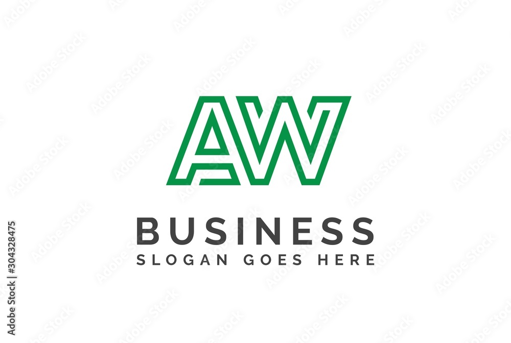 Green initial letter AW logo vector template Green initial letter AW logo vector template