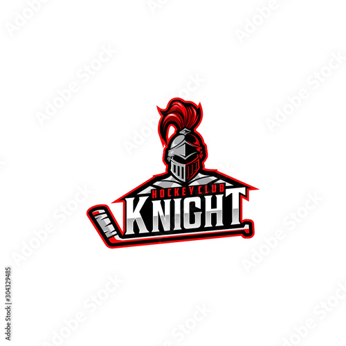Hockey club logo design with knight mascot. Logo design for hockey club