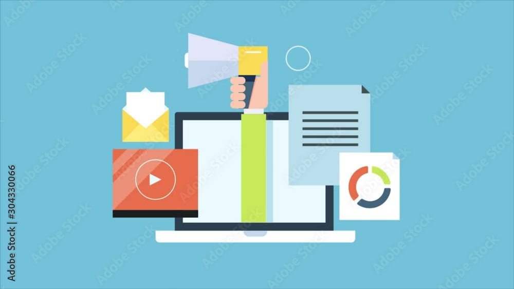 Content marketing, digital content promotion, strategy concept. 2d animation video clip. Content marketing, digital content promotion, strategy concept. 2d animation video clip.