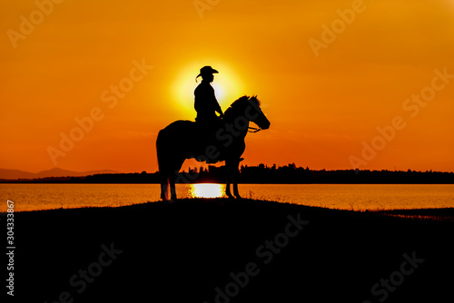 silhouette cowboy on horseback