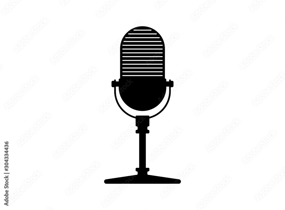 Retro vintage radio microphone. Mic silhouette. Music, voice, podcast  record icon. Recording studio symbol. Vector illustration on white  background vector de Stock | Adobe Stock