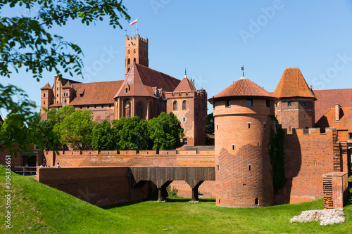 View on Malbork Castle in historcal city photo