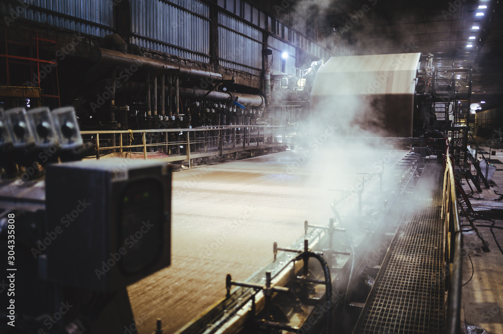 paper carton making factory machine huge cellulose Stock Photo | Adobe ...