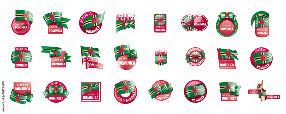 Dominica flag, vector illustration on a white background Dominica flag, vector illustration on a white background