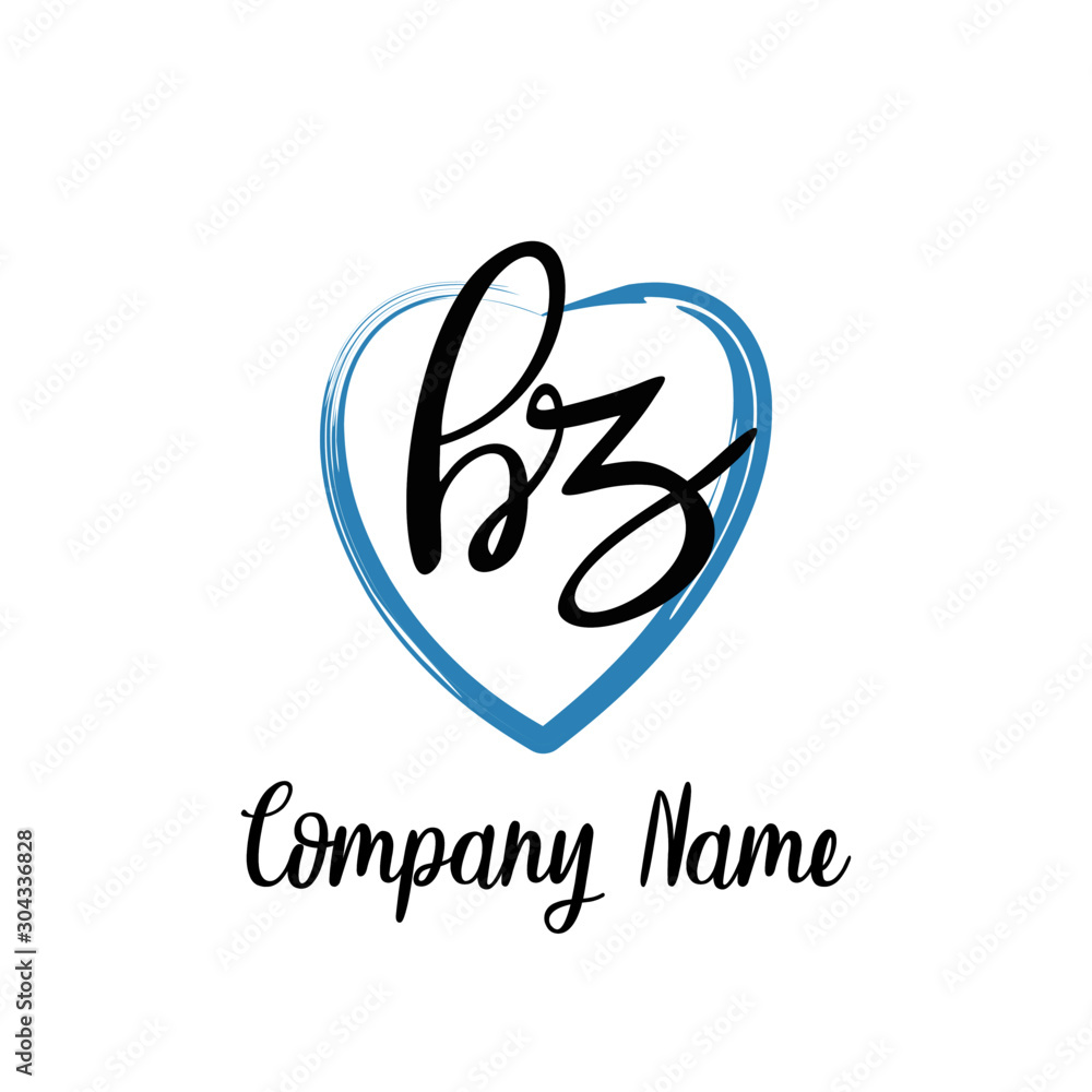 BZ initial handwriting in a love brush-shaped template BZ initial handwriting in a love brush-shaped template