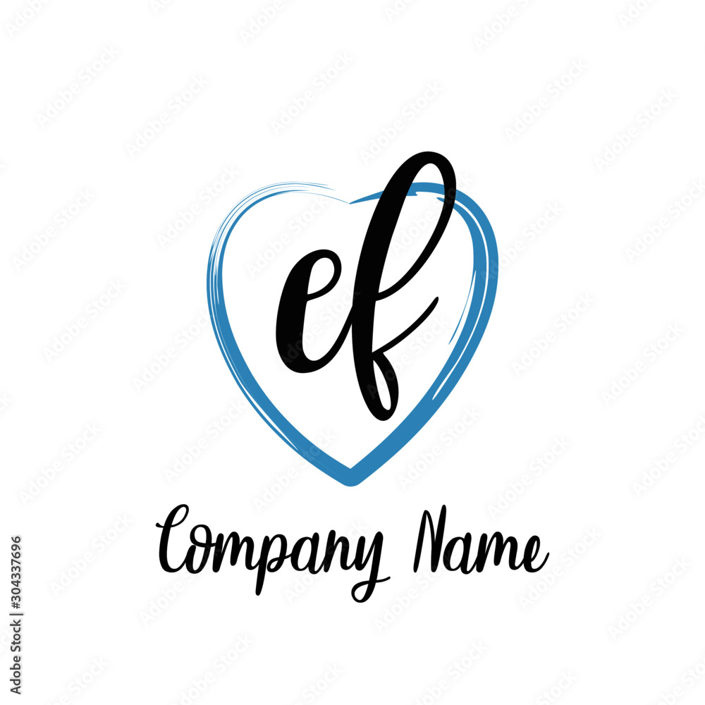 EF initial handwriting in a love brush-shaped template EF initial handwriting in a love brush-shaped template