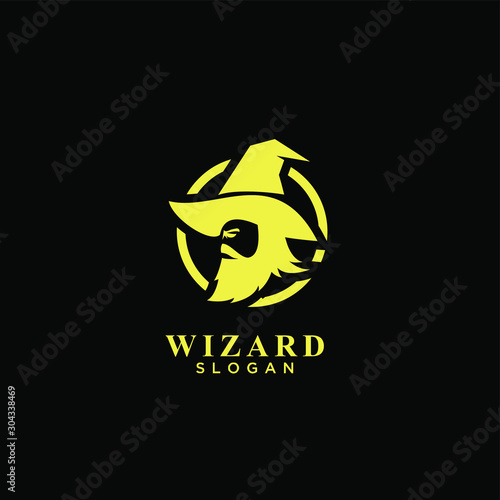 wizard gold badge logo icon design vector illustration