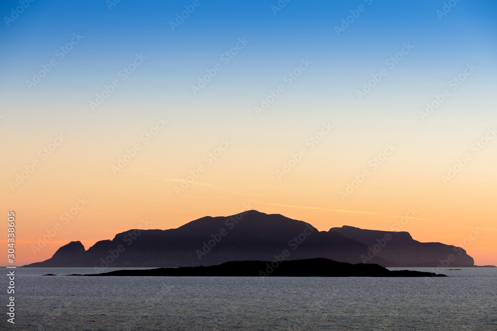 View of bird Island Runde in Norway