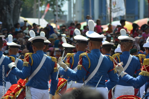 MAGELANG, INDONESIA - AGUST ,18, 2019, : Drumband appearances by Cadets of the Armed Forces Academy at Magelang Indonesia