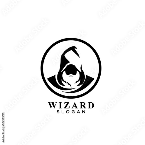 wizard badge logo icon design vector illustration