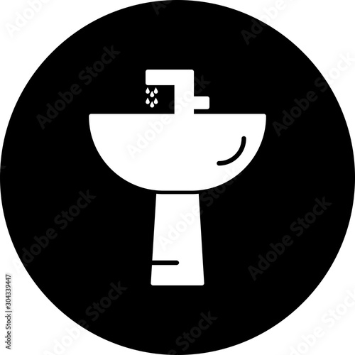 Wash Basin Icon Isolated On Abstract Background