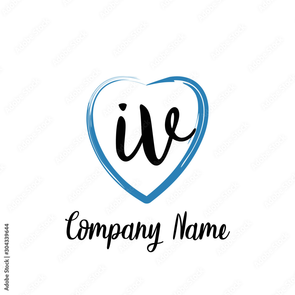 IV initial handwriting in a love brush-shaped template IV initial handwriting in a love brush-shaped template