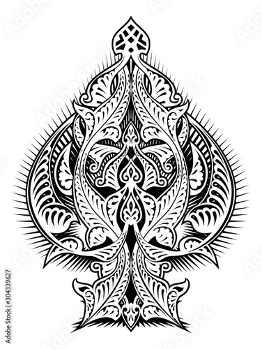 An abstract pattern in an ace of spades playing card icon shape