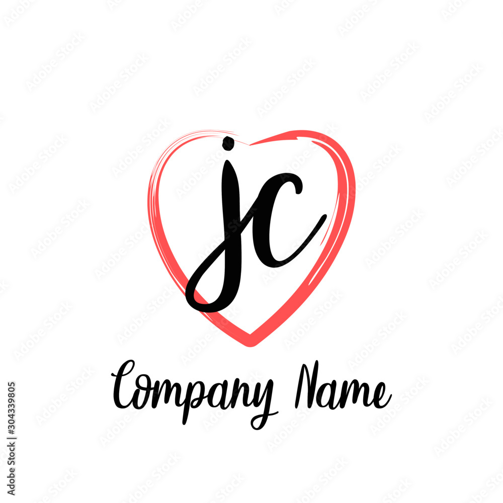JC initial handwriting in a love brush-shaped template JC initial handwriting in a love brush-shaped template
