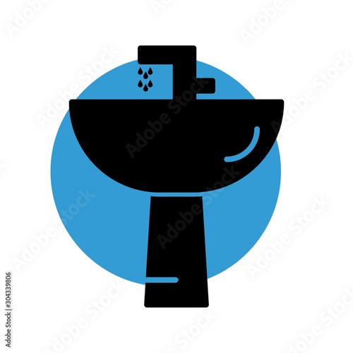 Wash Basin Icon Isolated On Abstract Background