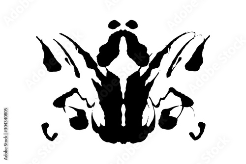 Rorschach inkblot test illustration, random symmetrical ink abstract ink stains.