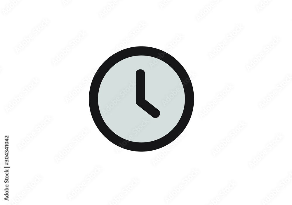 Black and white Simple Line clock icon. Outline time vector Black and white Simple Line clock icon. Outline time vector
