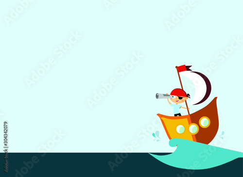 background boy pirate looking for treasure, pictures for children, development