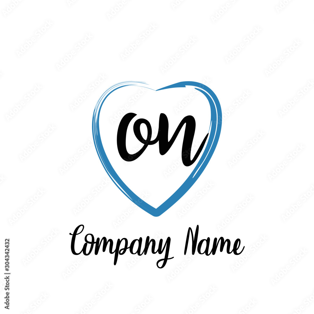 ON initial handwriting in a love brush-shaped template ON initial handwriting in a love brush-shaped template