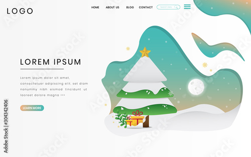 Letter banners designed by Merry christmas. abstract Winter background tree,  snow, forest. Xmas card template,poster,landing page, banner design a happy  New year vector illustration