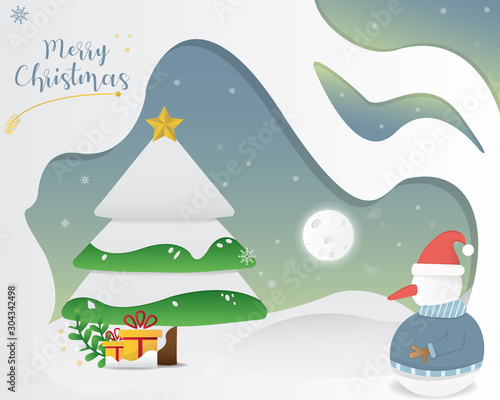 Letter banners designed by Merry Christmas. abstract Winter background tree,  snow, forest. Xmas card template,poster,landing page, banner design a happy  New year vector illustration