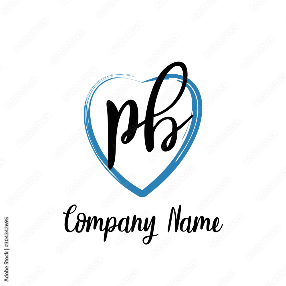 PB initial handwriting in a love brush-shaped template PB initial handwriting in a love brush-shaped template