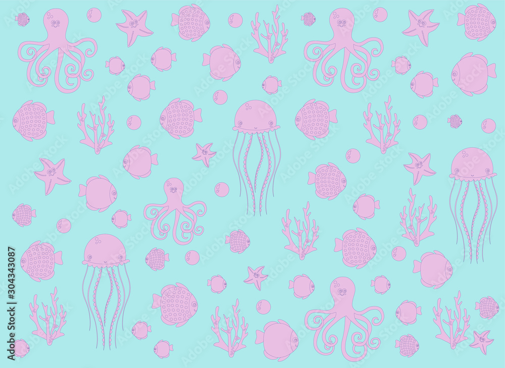 abstract marine background with fishes, vector illustration abstract marine background with fishes, vector illustration