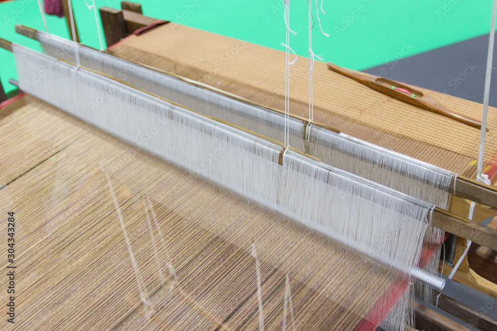 Weaving equipment Household weaving - Detail of weaving loom for homemade silk