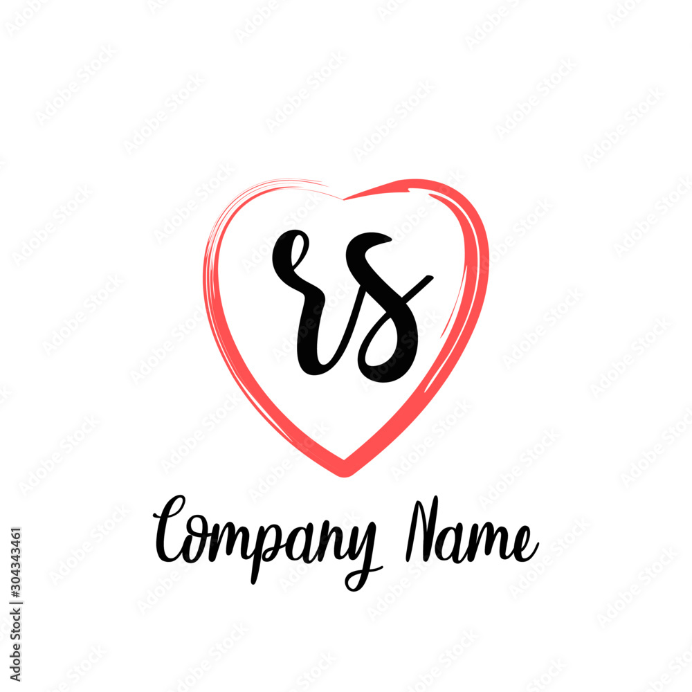 RS initial handwriting in a love brush-shaped template RS initial handwriting in a love brush-shaped template