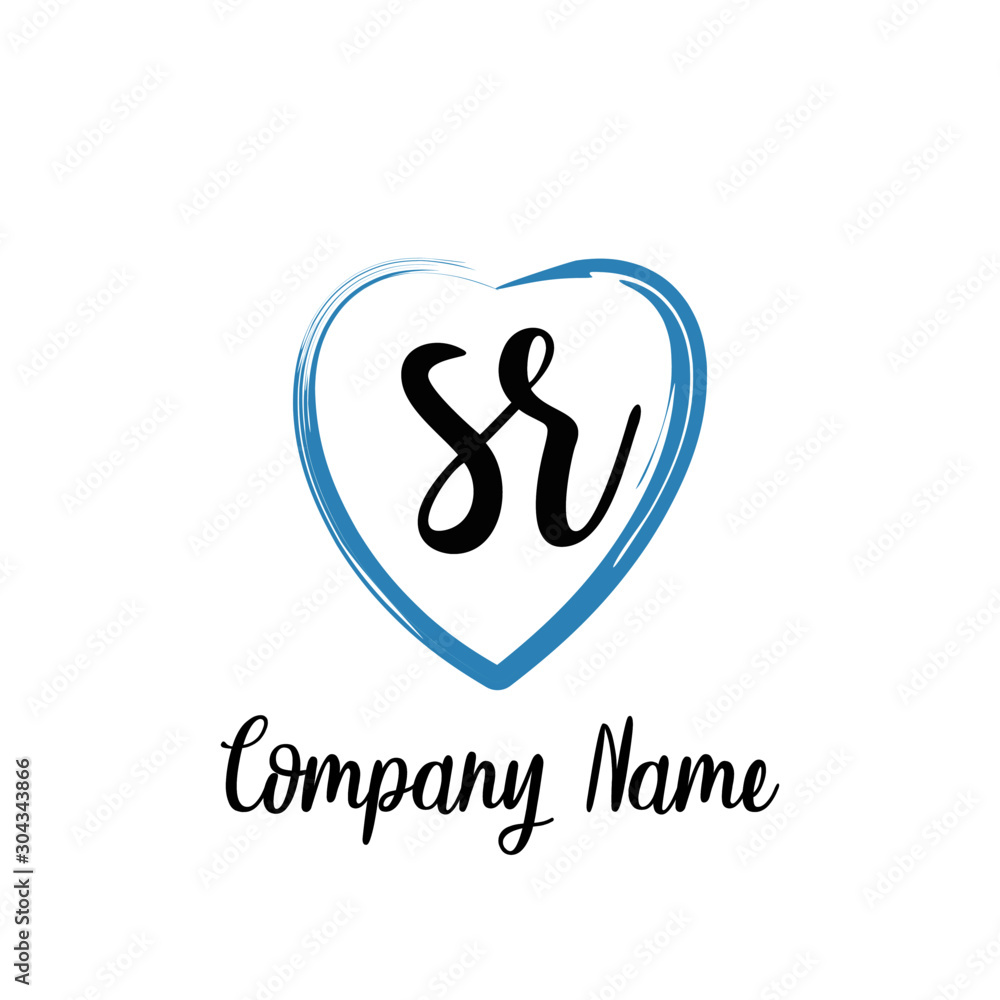 SR initial handwriting in a love brush-shaped template SR initial handwriting in a love brush-shaped template