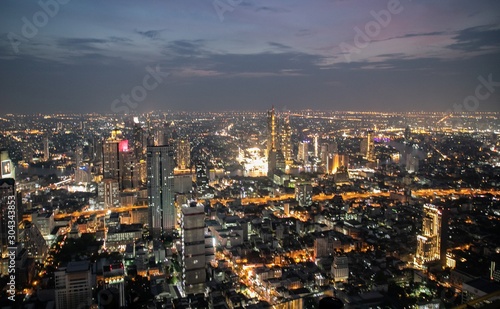  panoramic skyline of Bangkok by night from King Power Mahanakhon  Bangkok  Thailand