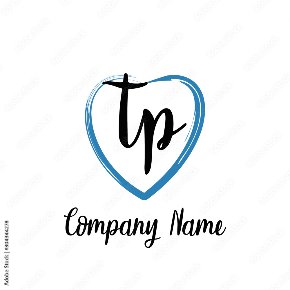 TP initial handwriting in a love brush-shaped template TP initial handwriting in a love brush-shaped template