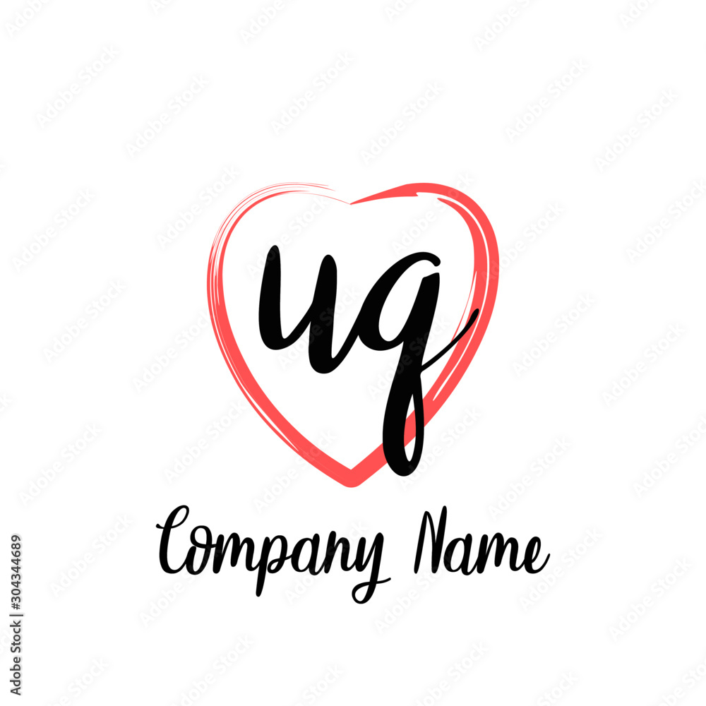 UQ initial handwriting in a love brush-shaped template UQ initial handwriting in a love brush-shaped template
