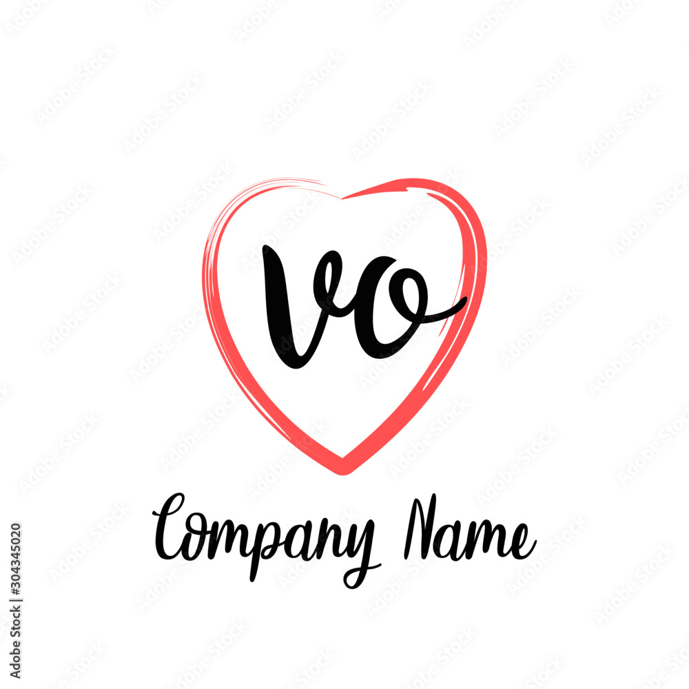 VO initial handwriting in a love brush-shaped template VO initial handwriting in a love brush-shaped template