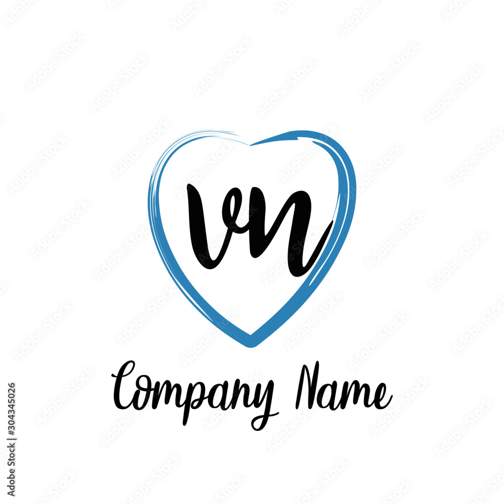 VN initial handwriting in a love brush-shaped template VN initial handwriting in a love brush-shaped template